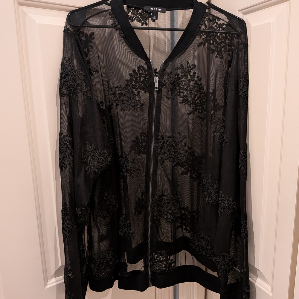 Torrid Black Sheer Lace Jacket